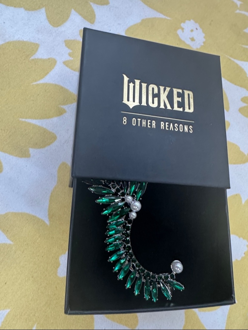 8 Other Reasons Emerald Green Crystal and Pearl Ear Cuff